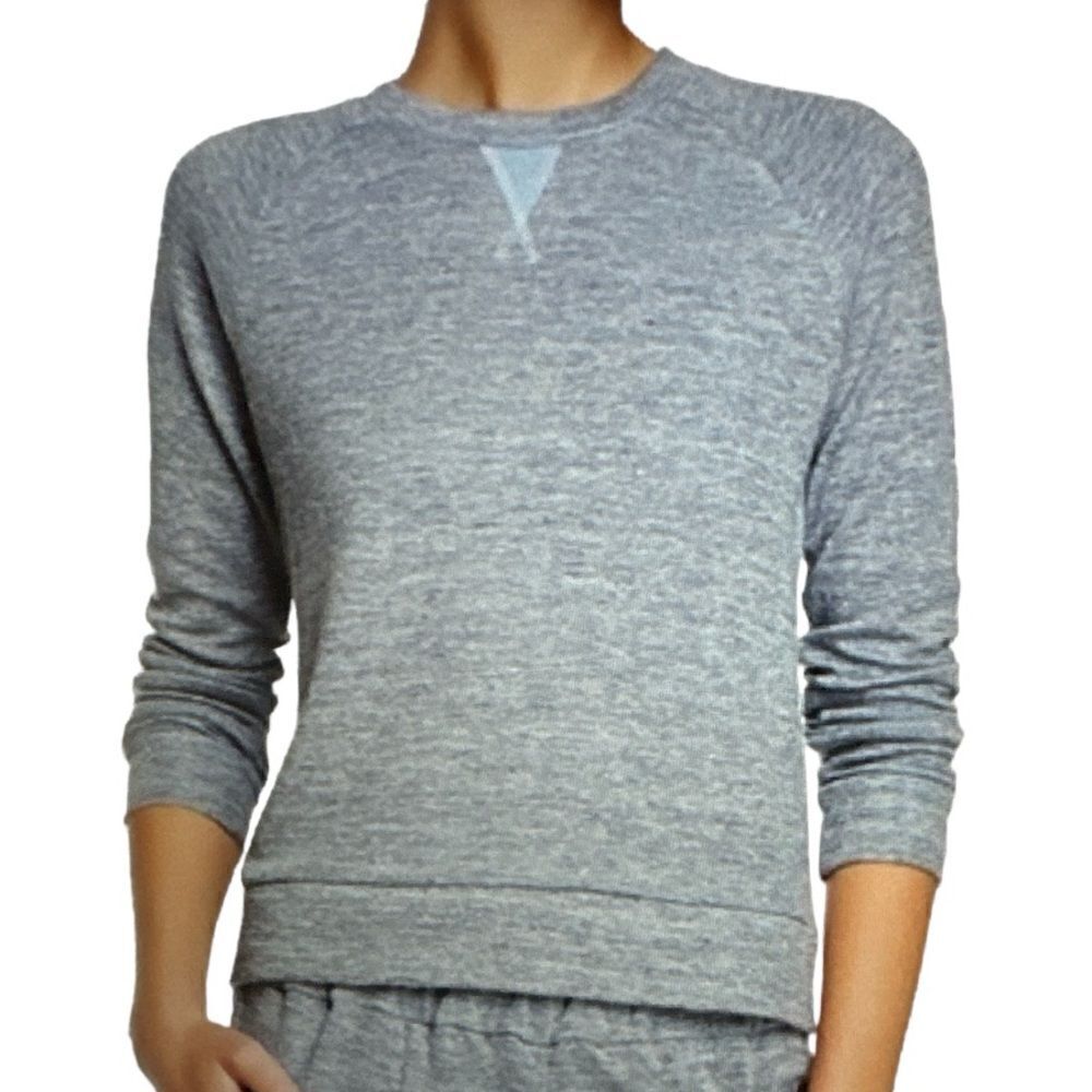 J BRAND Women’s Debbie Back Zip Fleece Linen Blend Sweatshirt Blue Size Small